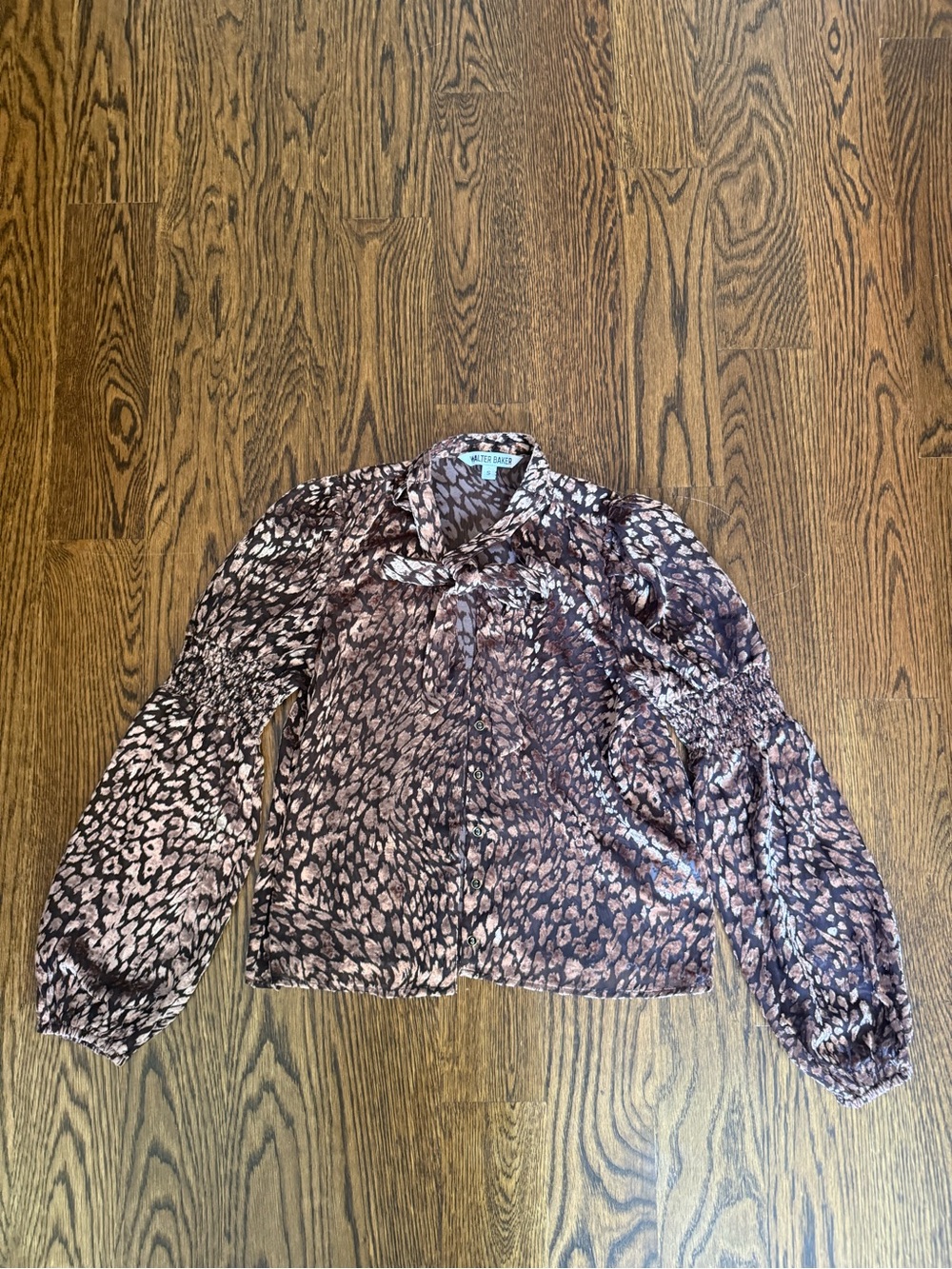 Watercolor Leopard Print Blouse in Mauve and Black Walter Baker